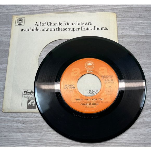 Charlie Rich Since I Fell For You 45 Country Promo Epic 8-50182 VG+/NM - Picture 4 of 4